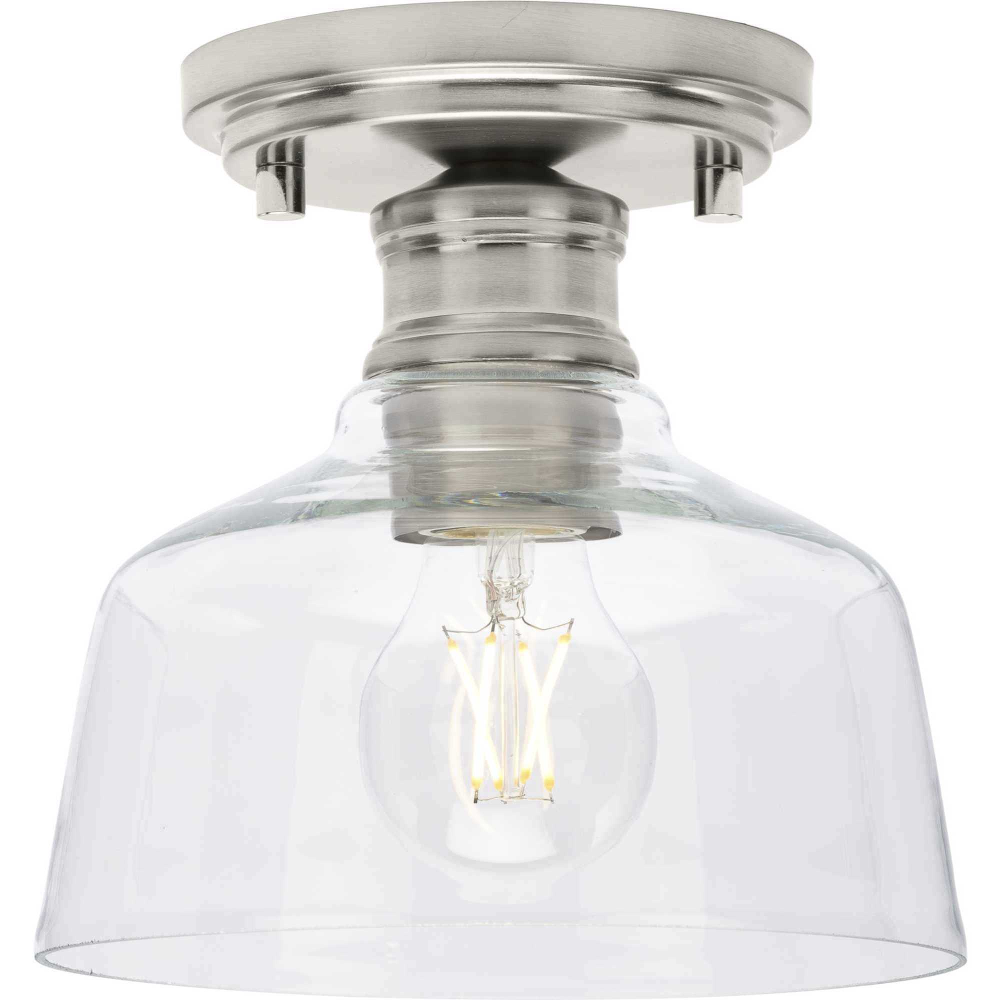 Singleton 1 Light 7.62 inch Brushed Nickel Semi-Flush Mount Ceiling Light