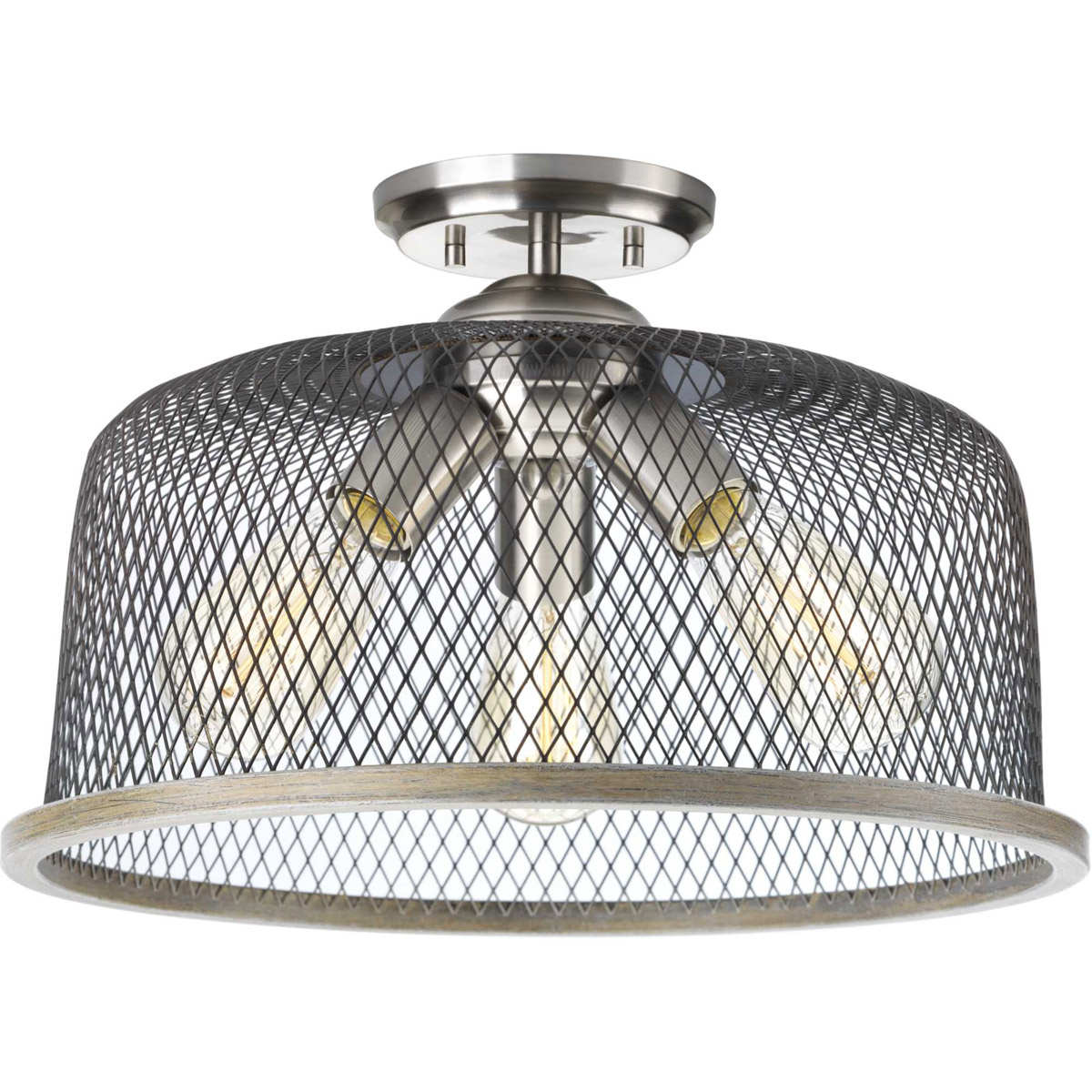 Tilley 3 Light 16 inch Brushed Nickel Semi-Flush Mount Ceiling Light