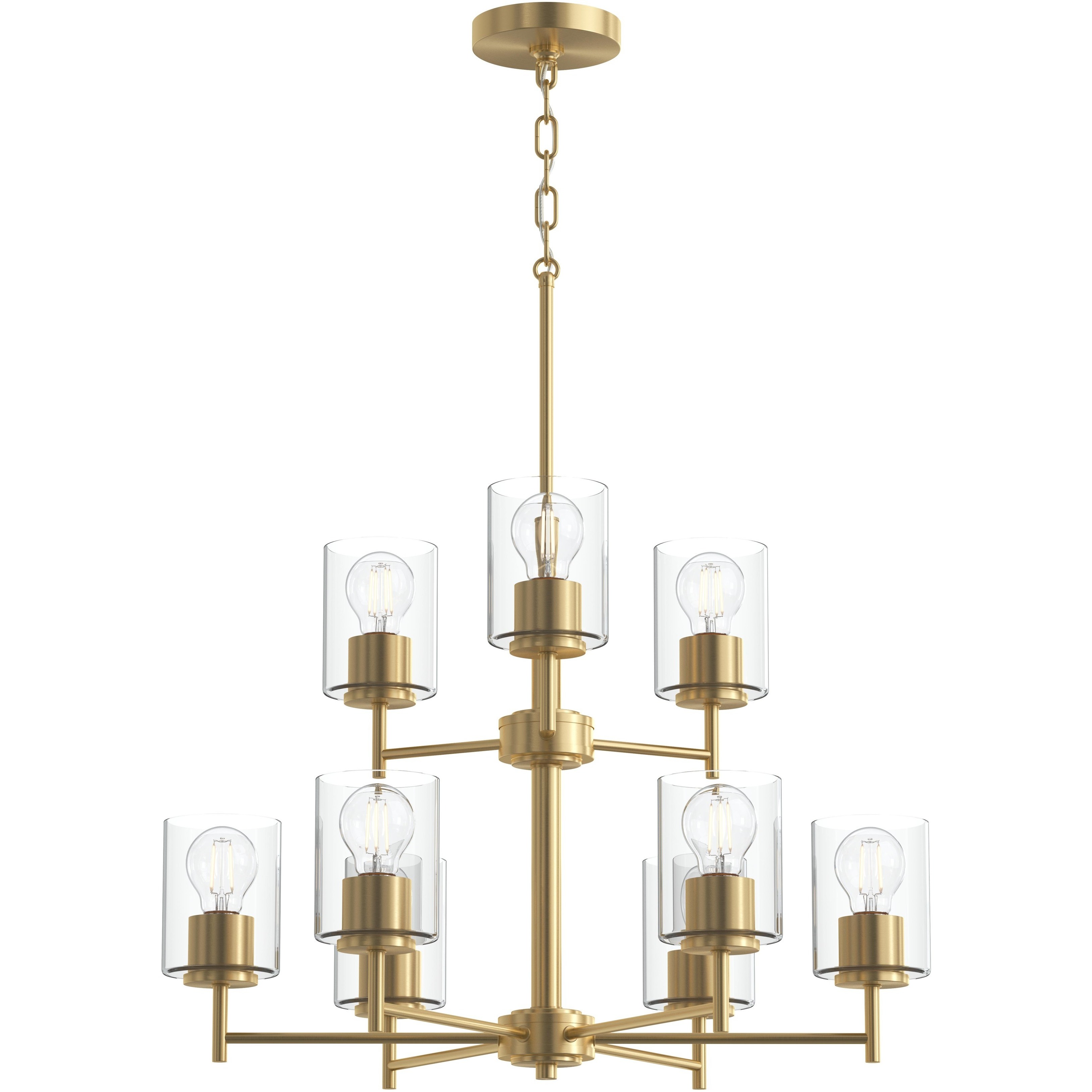 Replay 9 Light 25 inch Brushed Gold Chandelier Ceiling Light