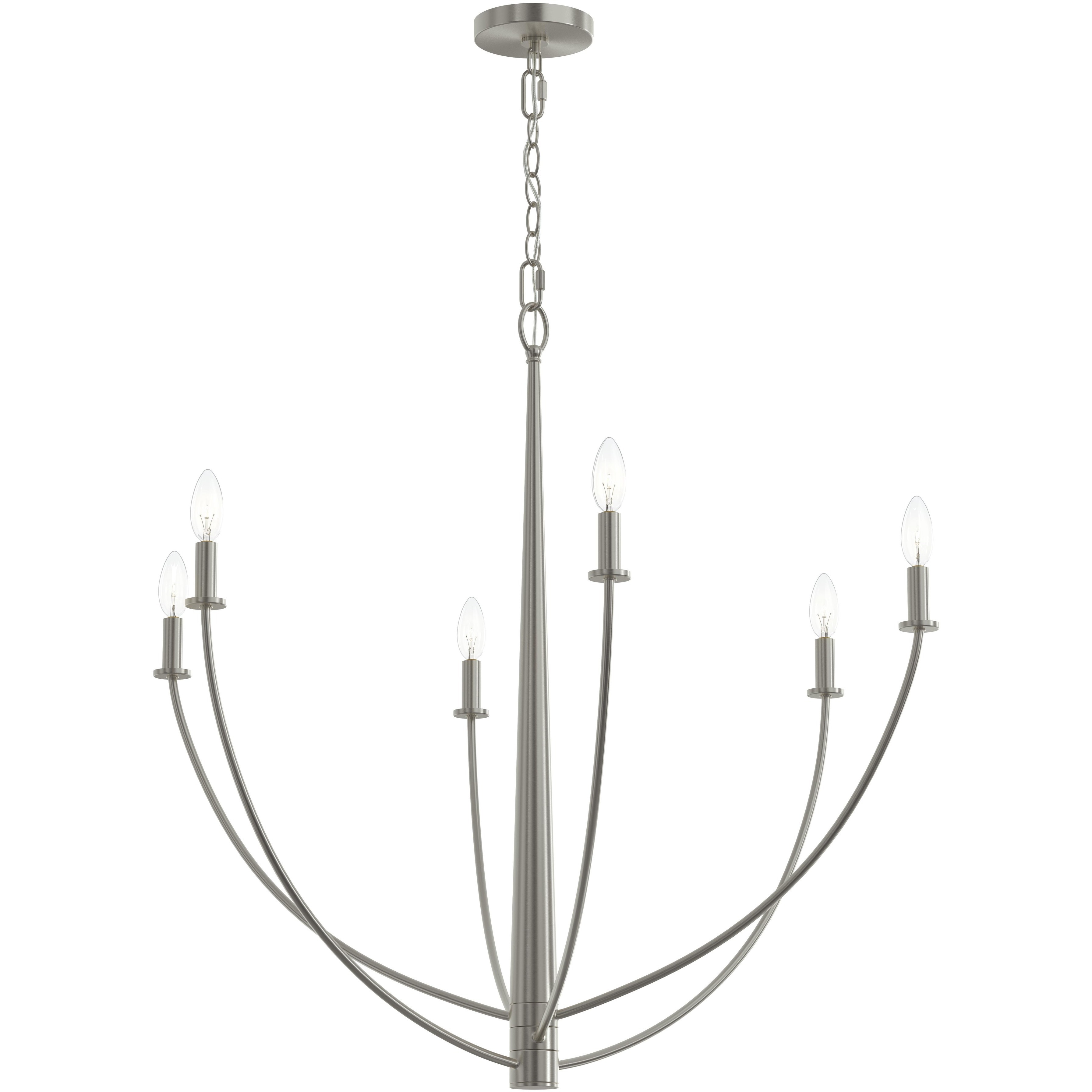 Jheni 6 Light 34 inch Brushed Nickel Chandelier Ceiling Light