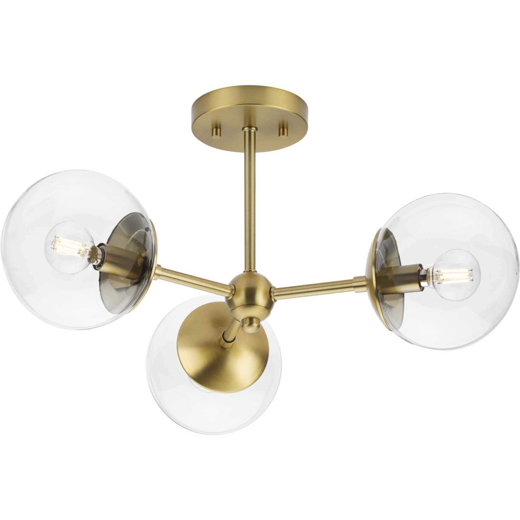 Atwell 3 Light 22 inch Brushed Bronze Semi-Flush Mount Ceiling Light