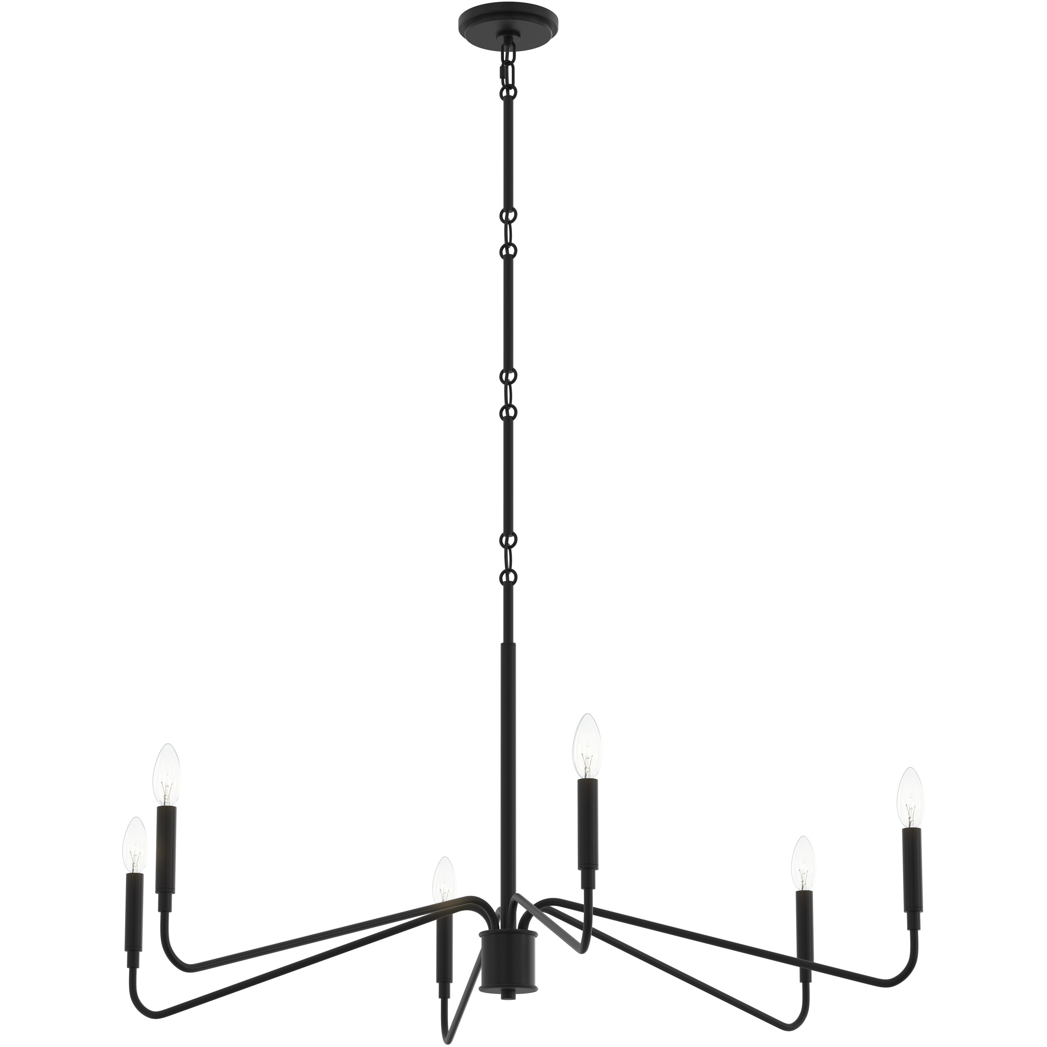 Pilar 6 Light 40 inch Matte Black Chandelier Ceiling Light
