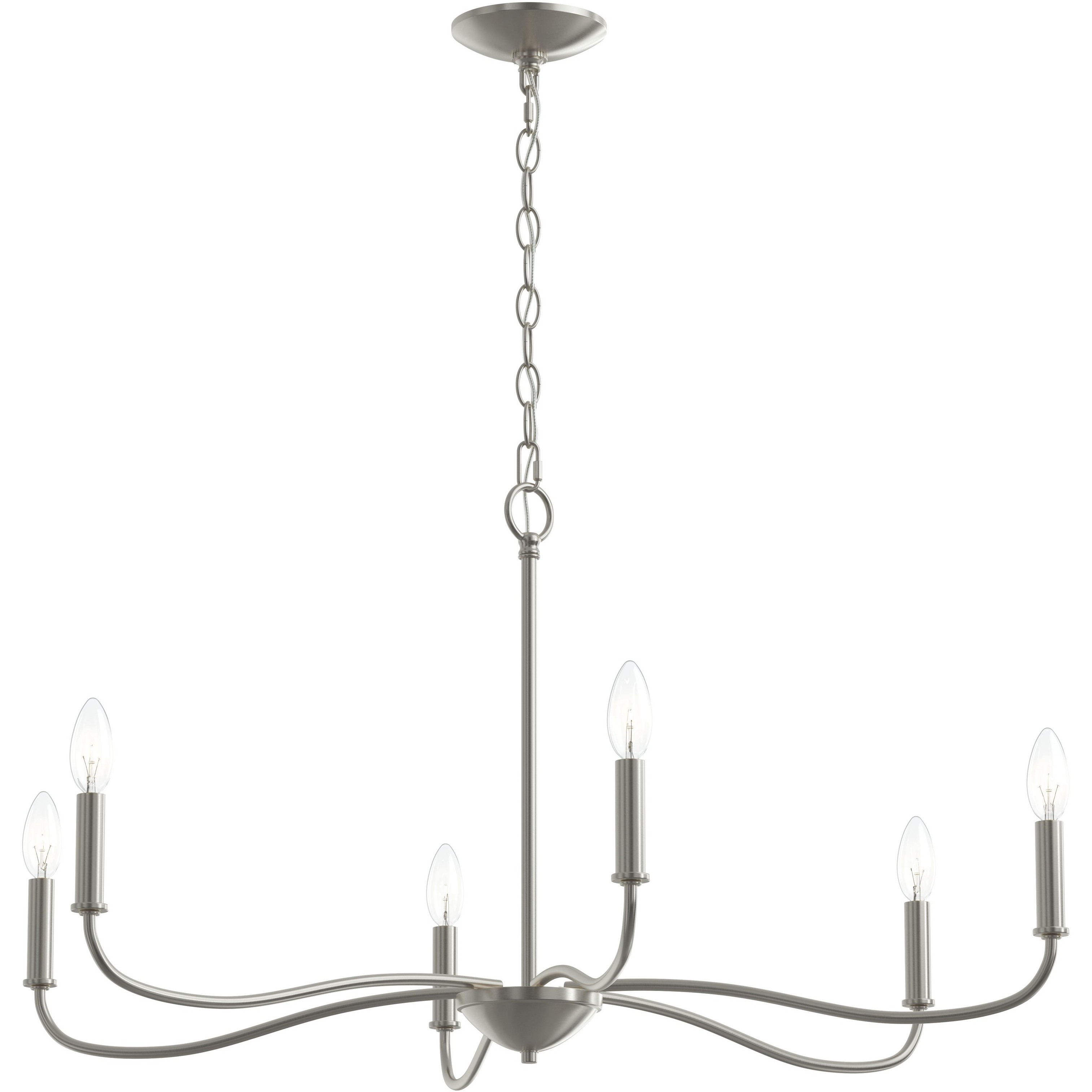 Ilia 6 Light 34 inch Brushed Nickel Chandelier Ceiling Light