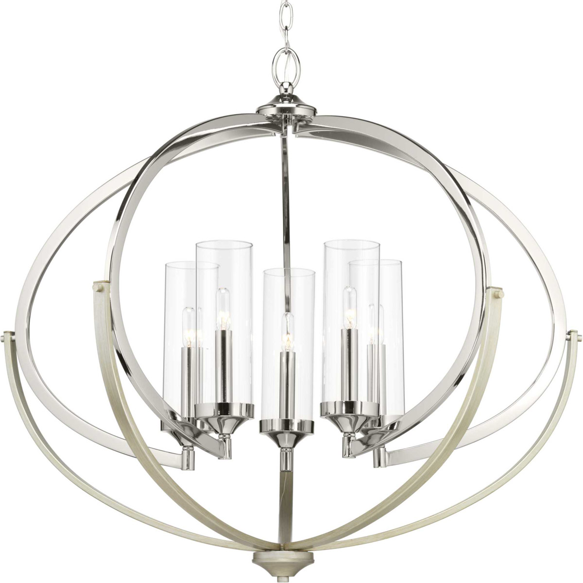 Evoke 5 Light 33.75 inch Polished Nickel Chandelier Ceiling Light, Design Series
