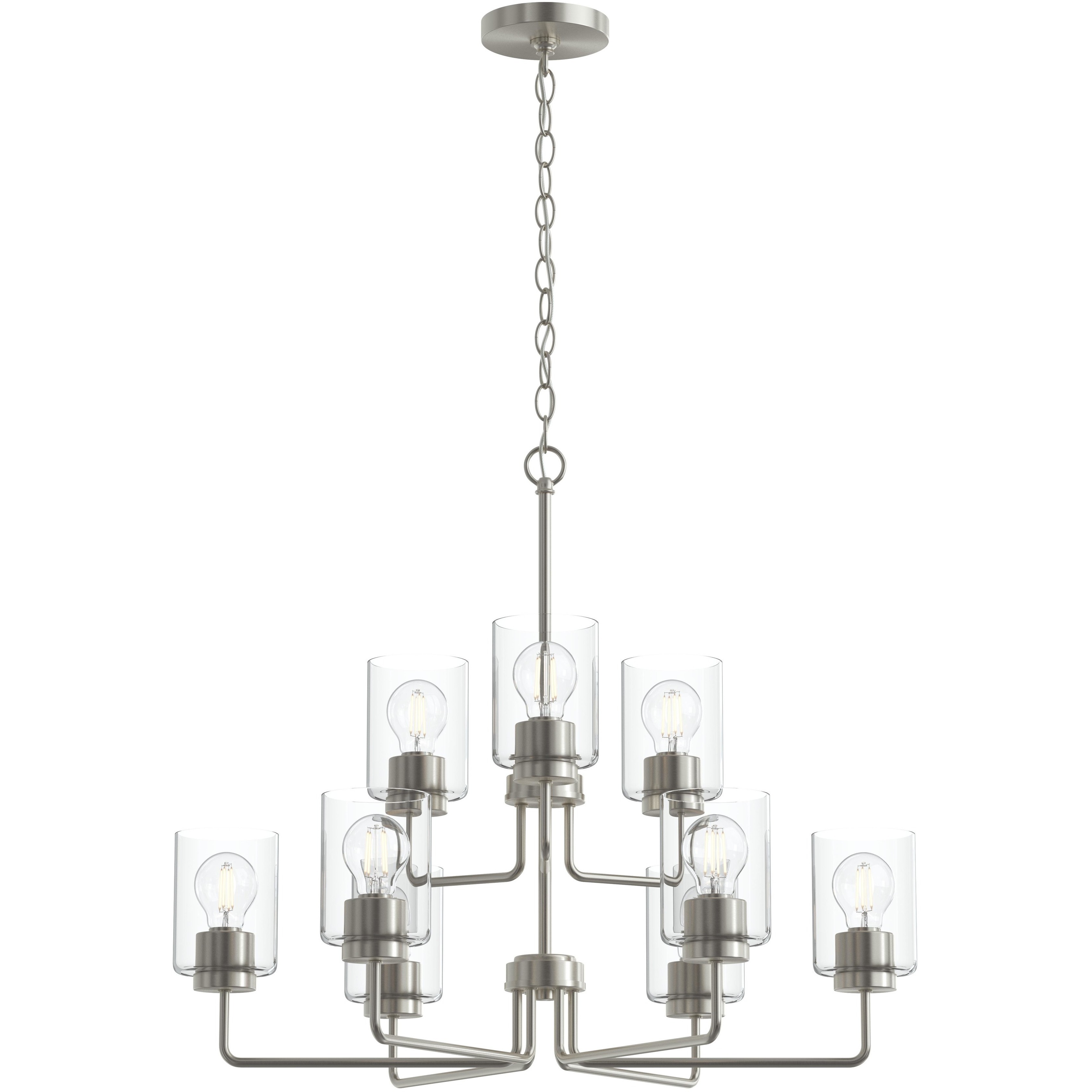 Merry 9 Light 28 inch Brushed Nickel Chandelier Ceiling Light