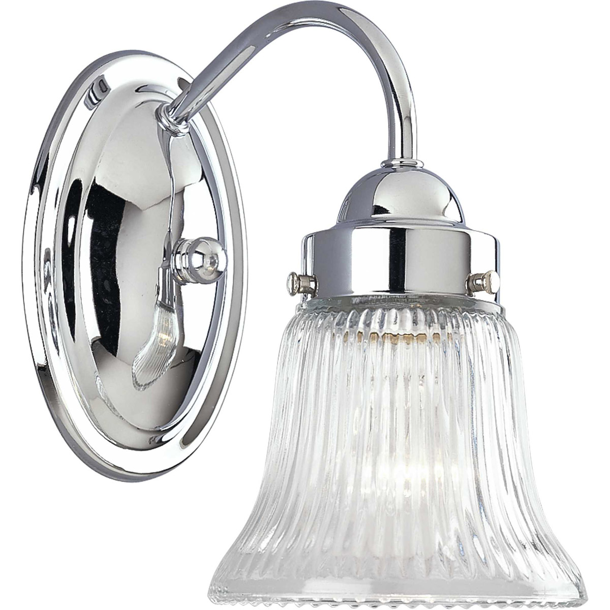 Economy Fluted Glass 1 Light 4.88 inch Polished Chrome Bath Vanity Wall Light in Clear Prismatic