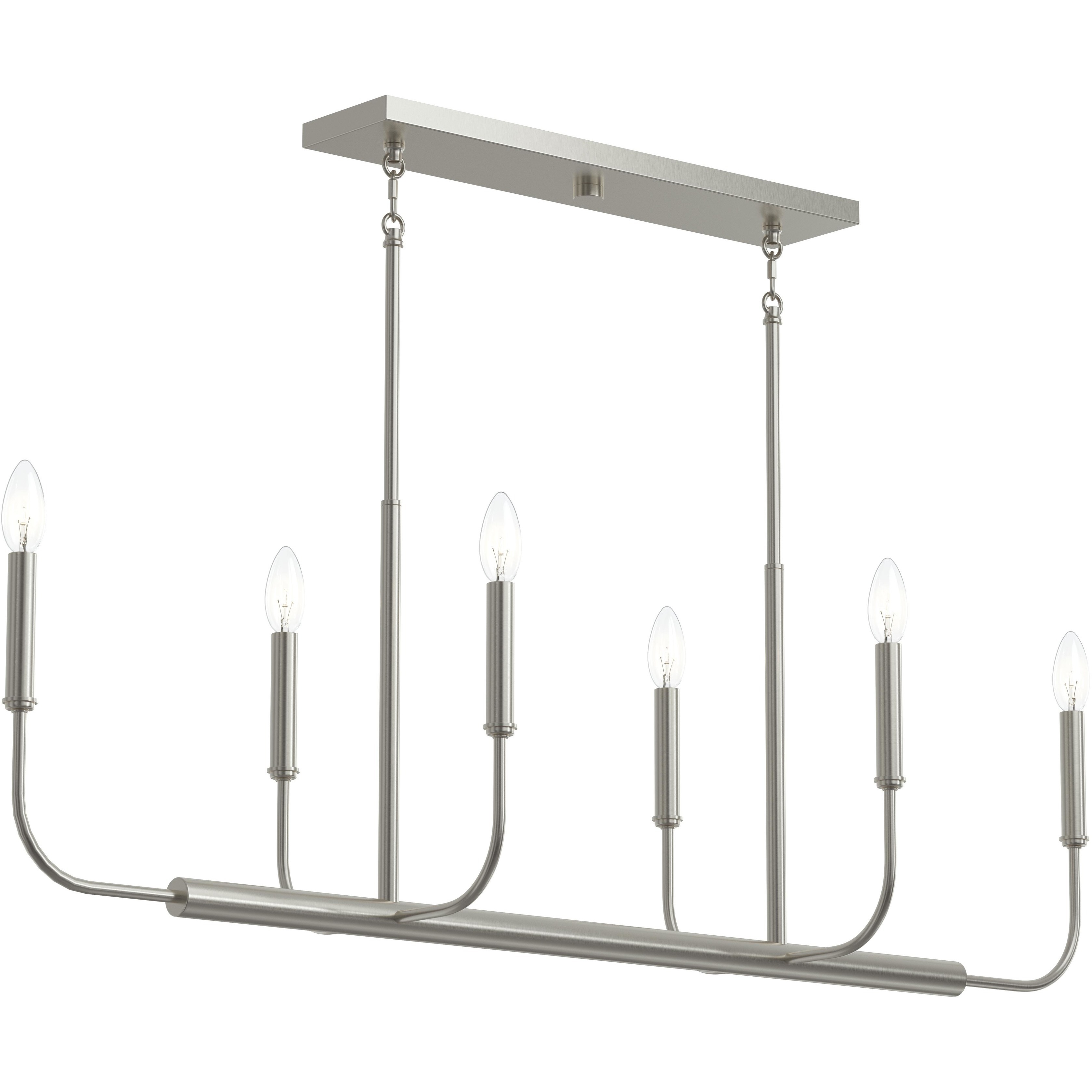 Reines 6 Light 44 inch Brushed Nickel Linear Chandelier Ceiling Light