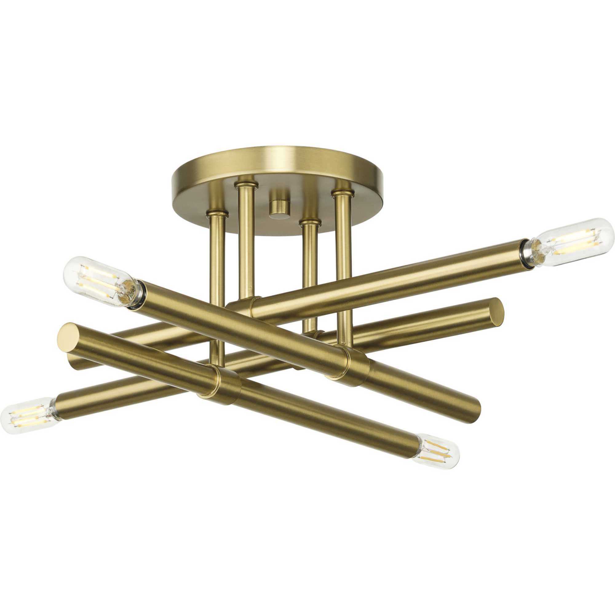 Arya 4 Light 20.12 inch Brushed Gold Semi-Flush Mount Ceiling Light, Design Series