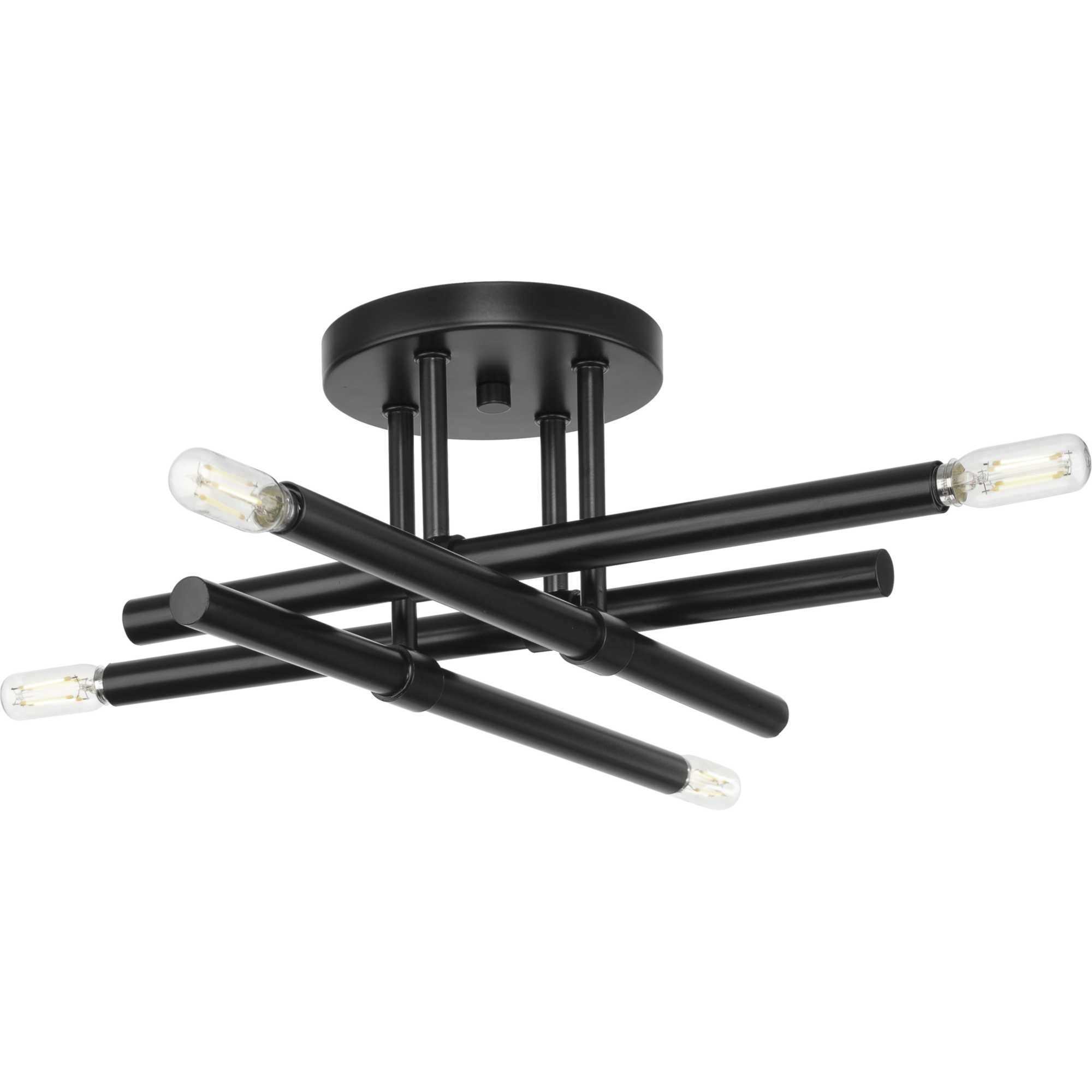 Arya 4 Light 20.12 inch Matte Black Semi-Flush Mount Ceiling Light, Design Series