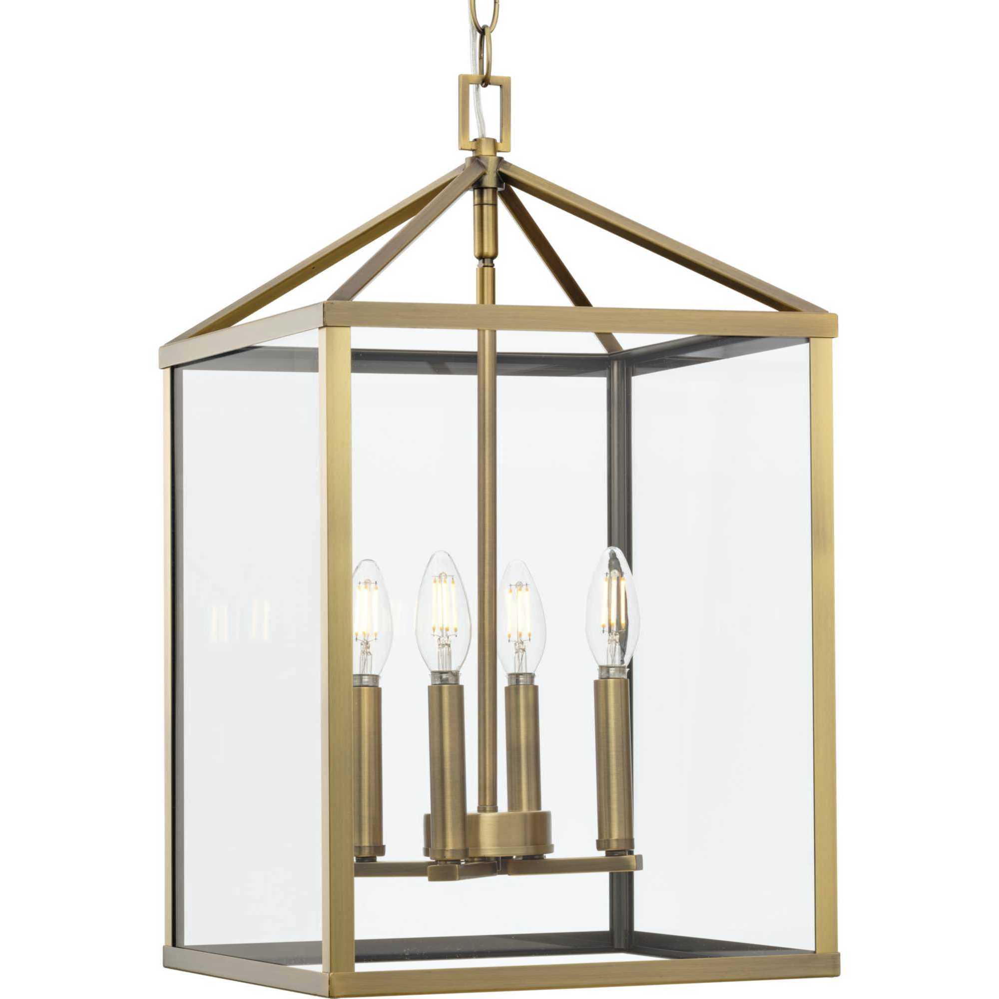 Hillcrest 4 Light 13 inch Vintage Brass Foyer Light Ceiling Light